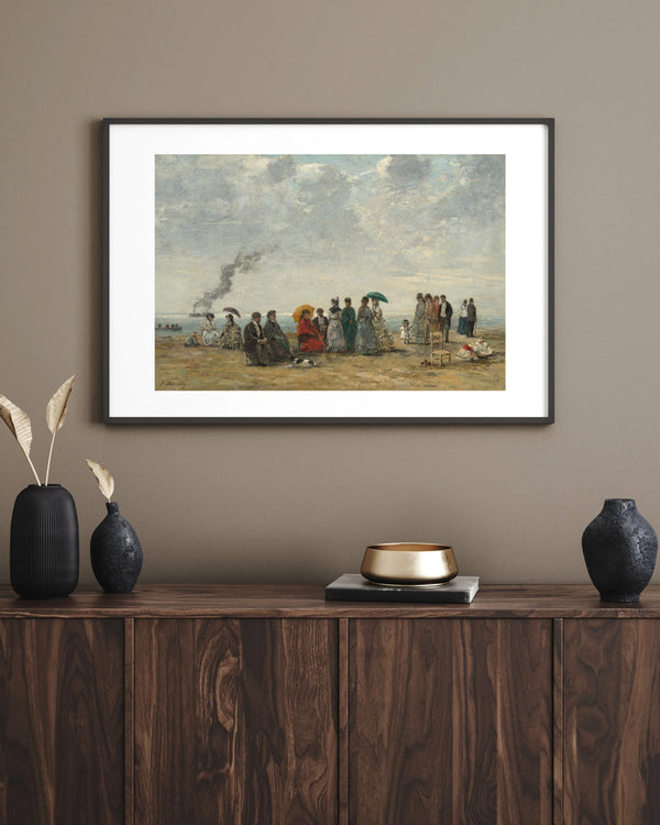 Eugène Boudin - Sahilde Figürler Çerçeve