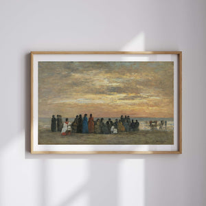 Eugène Boudin - Trouville Plajındaki Figürler Fine Art Baskı