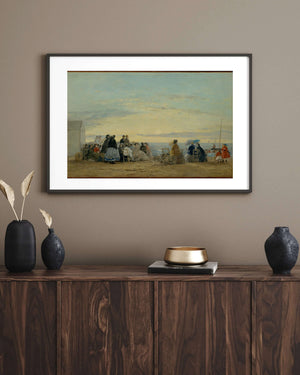 Eugène Boudin - Sahilde Günbatımı Fine Art Baskı