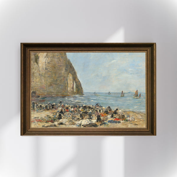 Eugène Boudin - Etretat Sahilinde Çamaşır Yıkayan Kadınlar Poster