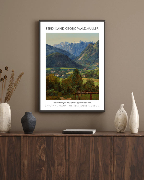 Ferdinand Georg Waldmüller-Sophien-Doppelblick Yakınından Dachstein Manzarası çerçeve