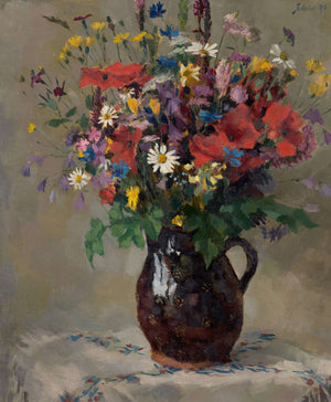 Ferdinand Matthias Zerlacher - Sürahide Kır Çiçekleri Fine Art Baskı