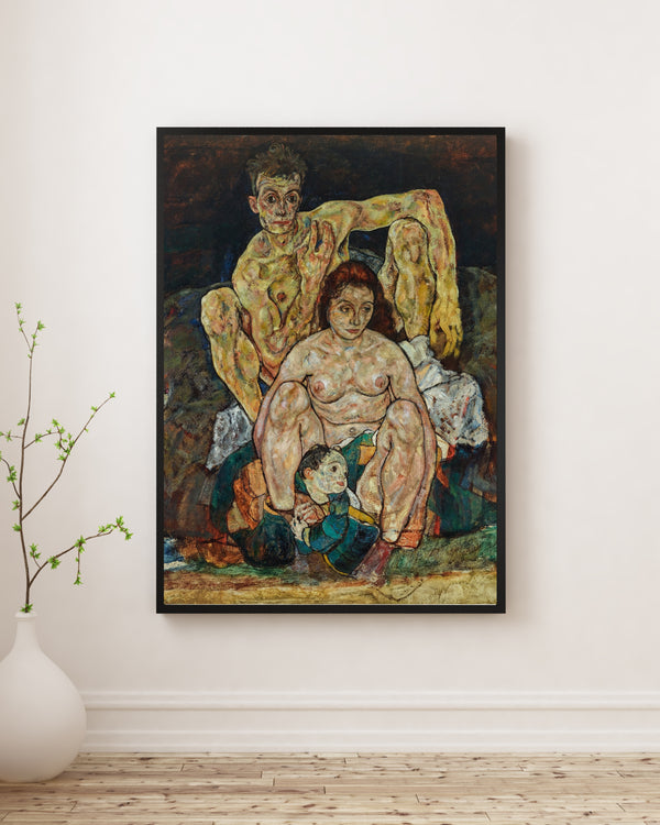 Egon Schiele - Çömelmiş İnsan Çifti Aile Poster