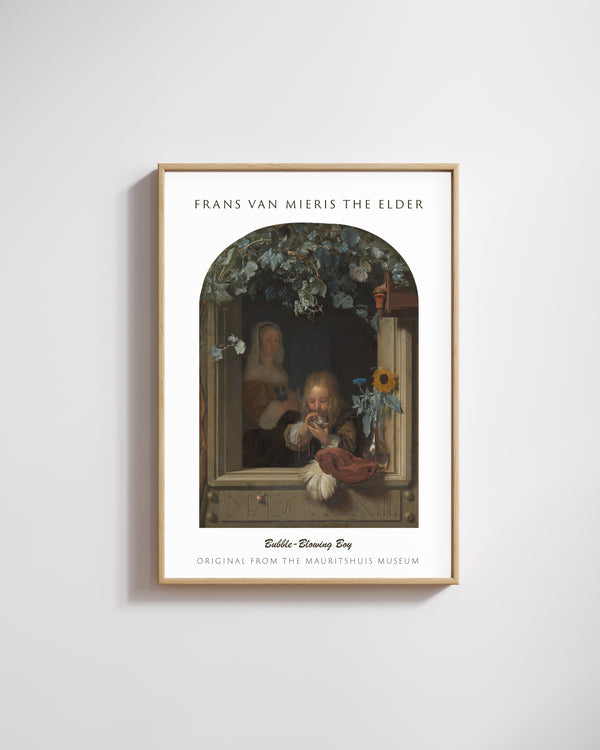 Frans van Mieris the Elder-Sabun Köpüğü Üfleyen Çocuk poster
