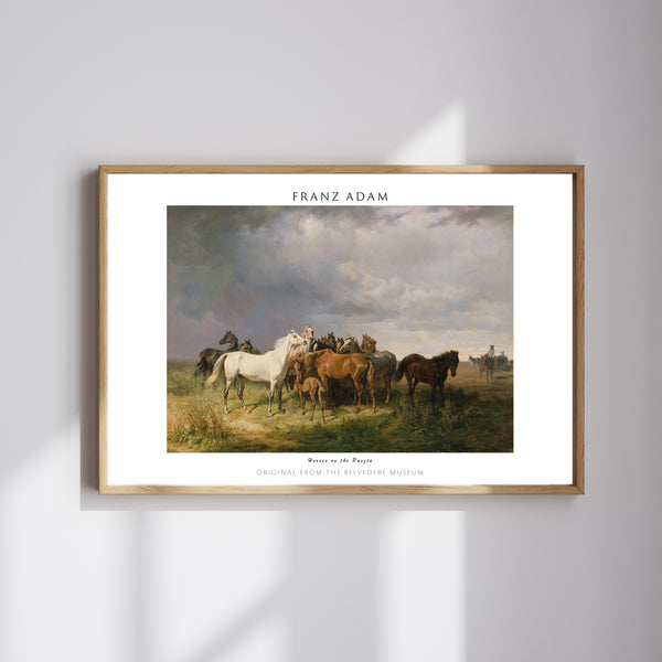 Franz Adam-Macar Çayırlarında Atlar poster