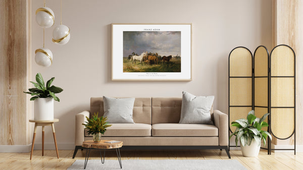 Franz Adam-Macar Çayırlarında Atlar çerçeve