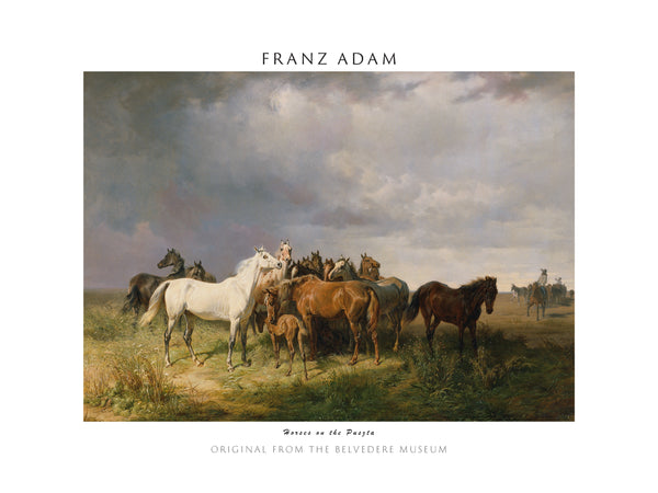 Franz Adam-Macar Çayırlarında Atlar fineart baskı