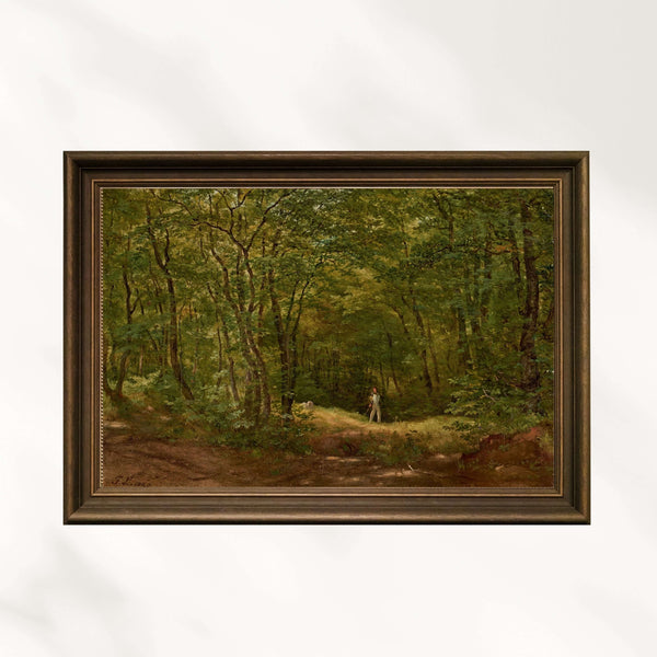 Friedrich Loos - Orman Manzarasında Gezginler Fine Art Baskı