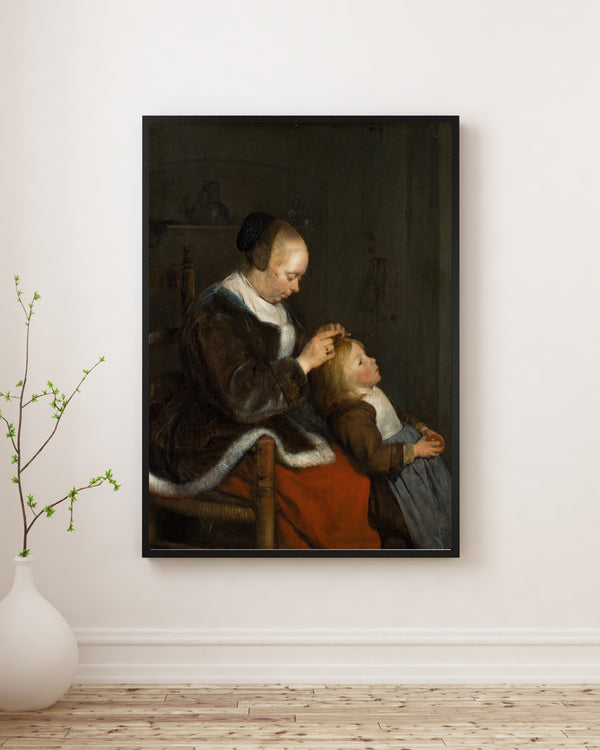 Gerard ter Borch - Anne Çocuğunun Saçını Tarıyor