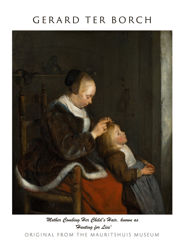 Gerard ter Borch-Anne Çocuğunun Saçını Tarıyor, diğer adıyla ‘Kırmızı Luares Avı’ fine art baskı