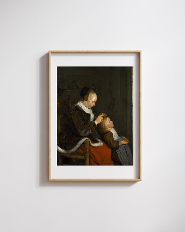 Gerard ter Borch - Anne Çocuğunun Saçını Tarıyor