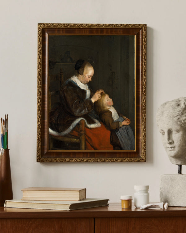 Gerard ter Borch - Anne Çocuğunun Saçını Tarıyor