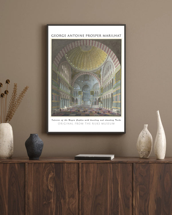 George Antoine Prosper Marilhat-Diz Çöken ve Ayakta Duran Türklerle Ayasofya’nın İç Mekânı çerçeve