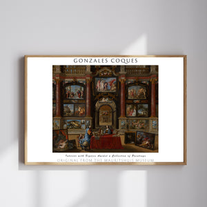 Gonzales Coques-İç Mekânda Resim Koleksiyonları Arasında Figürlerle poster