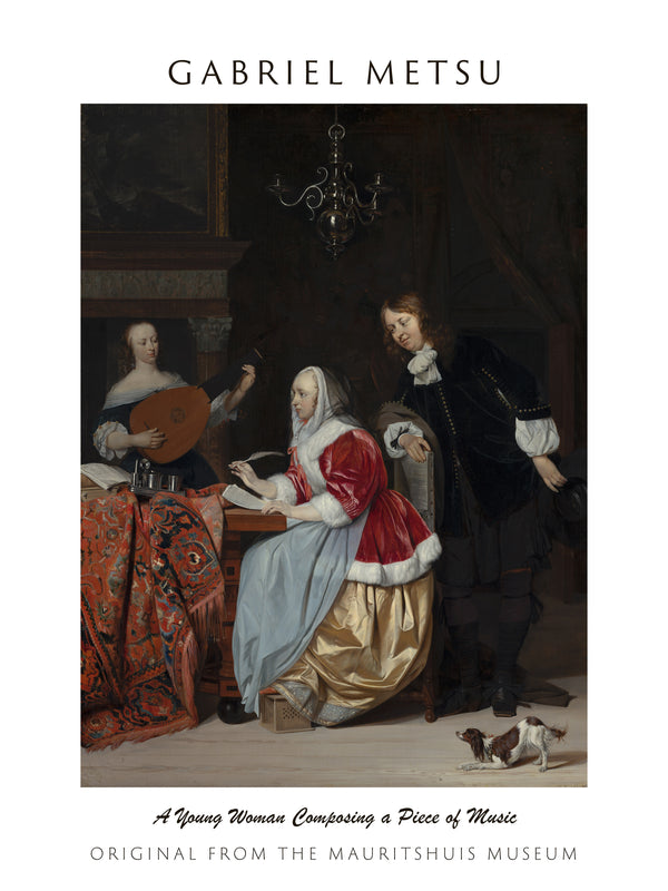 Gabriel Metsu-Bir Müzik Parçası Besteleyen Genç Kadın fineart baskı
