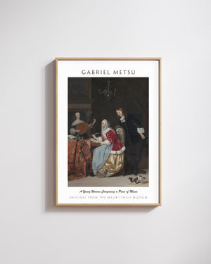 Gabriel Metsu-Bir Müzik Parçası Besteleyen Genç Kadın poster