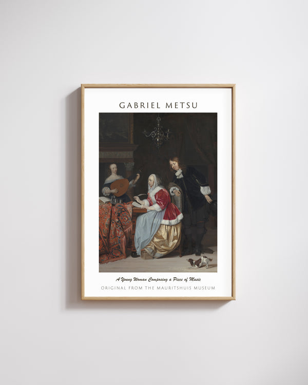 Gabriel Metsu-Bir Müzik Parçası Besteleyen Genç Kadın poster