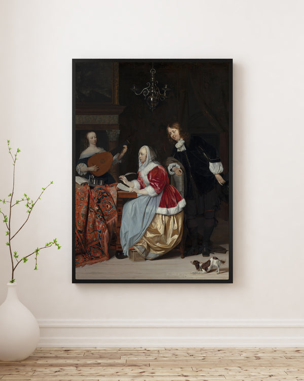 Gabriel Metsu - Bir Müzik Parçası Besteleyen Genç Kadın poster