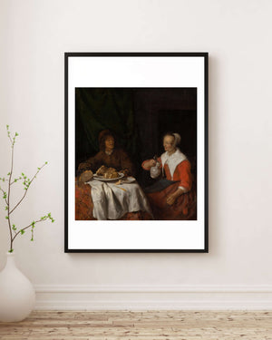 Gabriël Metsu - Kahvaltı Masasında Adam ve Kadın Fine Art Baskı