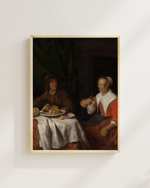 Gabriël Metsu - Kahvaltı Masasında Adam ve Kadın Fine Art Baskı