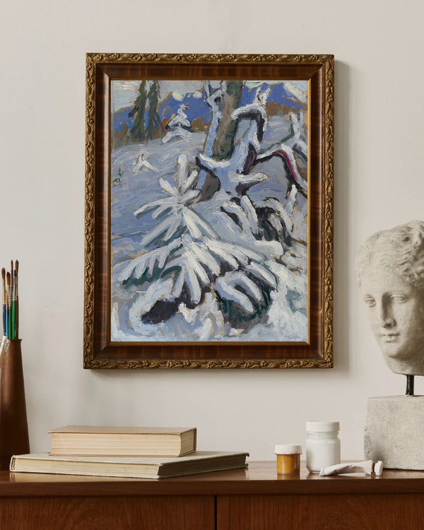 Gabriele Münter - Karla Kaplı Köknar Ağacı Çerçeve