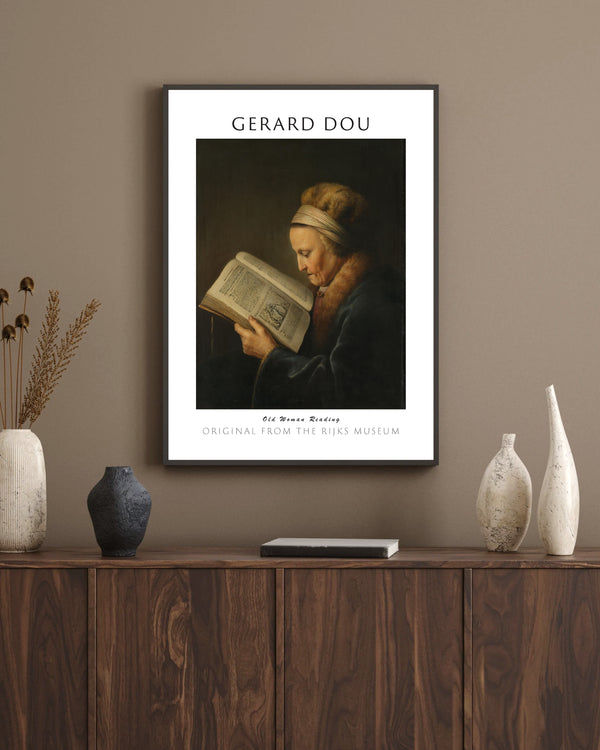 Gerard Dou-Kitap Okuyan Yaşlı Kadın çerçeve