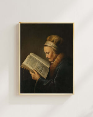 Gerard Dou - Kitap Okuyan Yaşlı Kadın Fine Art Baskı