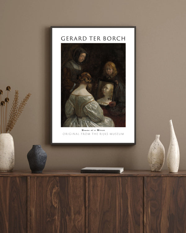 Gerard ter Borch (II)-Ayna Karşısındaki Kadın çerçeve