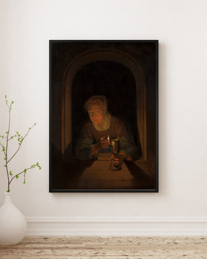 Gerrit Dou - Lambayı Tutan Genç Kadın poster