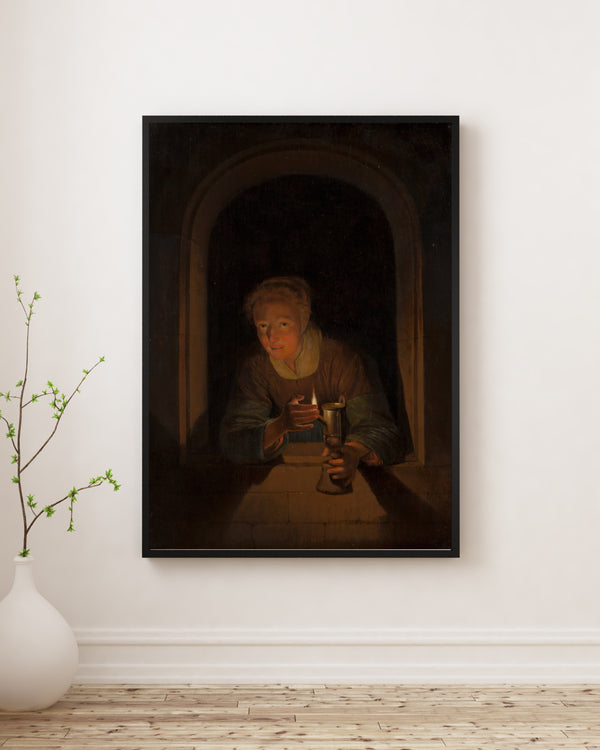 Gerrit Dou - Lambayı Tutan Genç Kadın poster