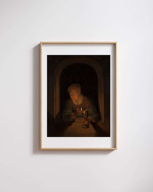 Gerrit Dou - Lambayı Tutan Genç Kadın fine art baskı