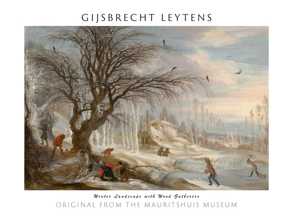 Gijsbrecht Leytens-Odun Toplayanlarla Kış Manzarası fine art baskı