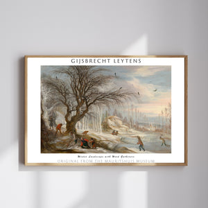 Gijsbrecht Leytens-Odun Toplayanlarla Kış Manzarası poster