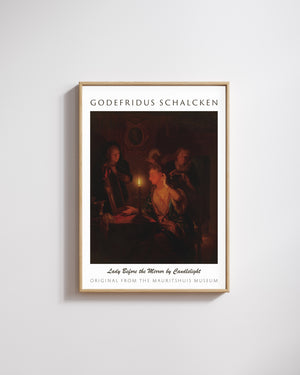 Godefridus Schalcken-Mum Işığında Ayna Karşısındaki Hanımefendi poster
