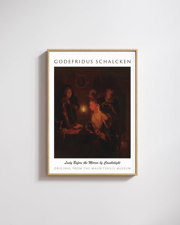 Godefridus Schalcken-Mum Işığında Ayna Karşısındaki Hanımefendi poster