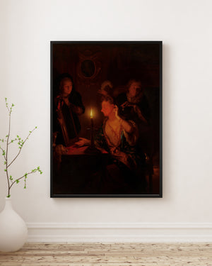 Godefridus Schalcken - Mum Işığında Ayna Karşısındaki Hanımefendi poster