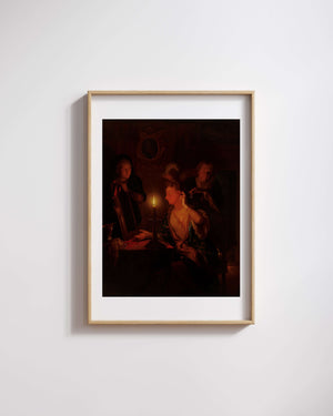 Godefridus Schalcken - Mum Işığında Ayna Karşısındaki Hanımefendi fine art baskı