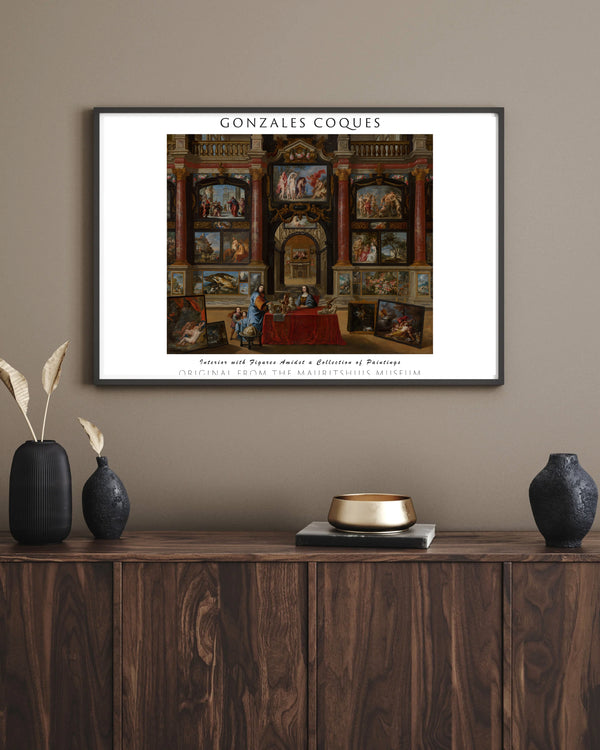 Gonzales Coques-İç Mekânda Resim Koleksiyonları Arasında Figürlerle çerçeve