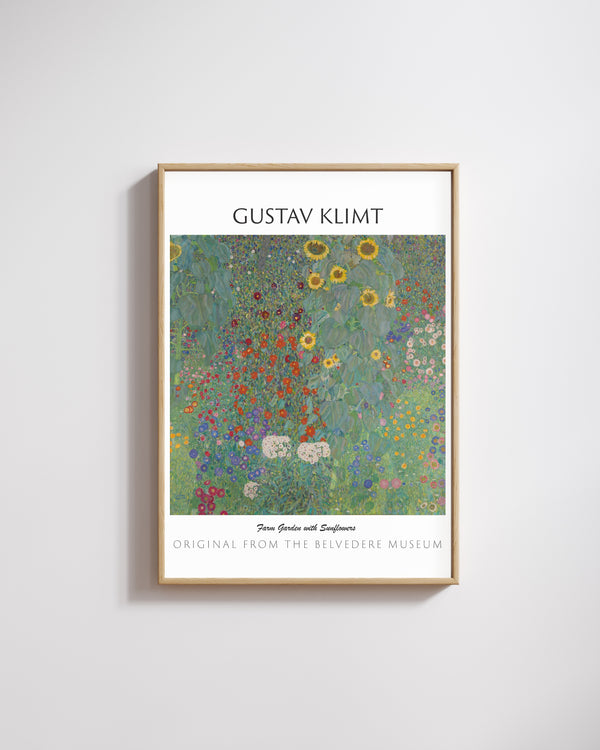 Gustav Klimt-Ayçiçekli Kır Evi Bahçesi poster
