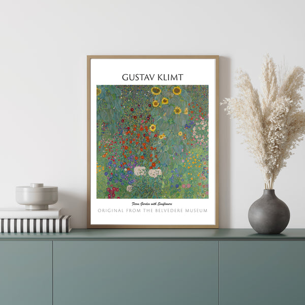 Gustav Klimt-Ayçiçekli Kır Evi Bahçesi çerçeve