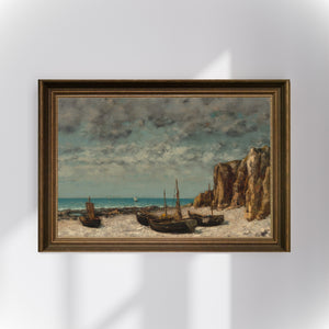 Gustave Courbet - Boats on a Beach Etretat Poster