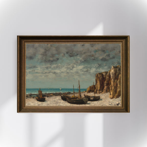 Gustave Courbet - Boats on a Beach Etretat Poster