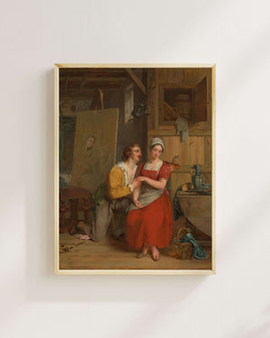 Gustave Wappers - Anthony van Dyck Modeline Kur Yaparken Fine Art Baskı
