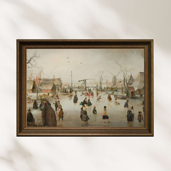 Hendrick Avercamp - Bir Köyde Buz Pateni Poster
