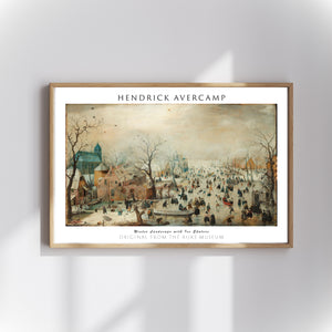 Hendrick Avercamp - Kızakçılarla Kış Manzarası poster