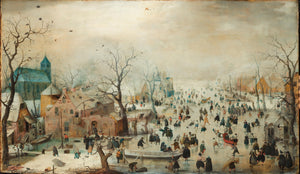 Hendrick Avercamp - Kızakçılarla Kış Manzarası tablo