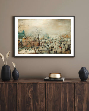 Hendrick Avercamp - Kızakçılarla Kış Manzarası Fine Art Baskı