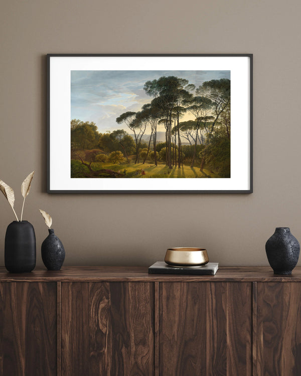 Hendrik Voogd - Şemsiye Çamlarıyla İtalyan Manzarası Çerçeve