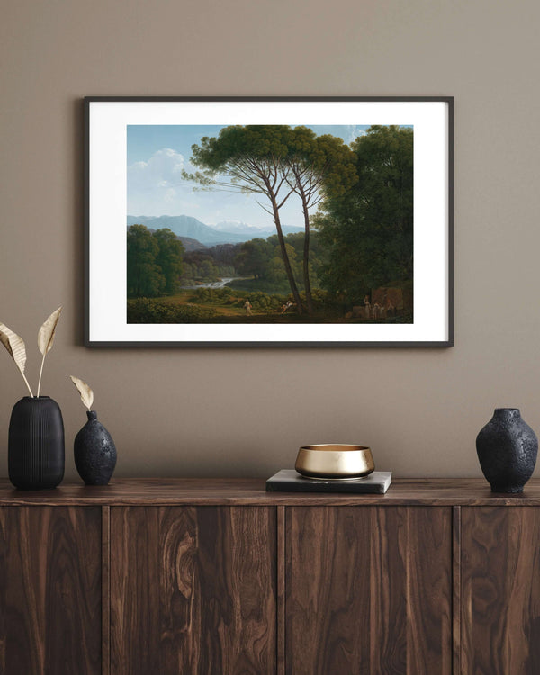 Hendrik Voogd - Çam Ağaçlı İtalyan Tarzı Manzara Fine Art Baskı