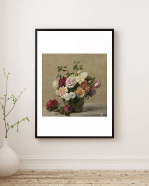 Henri Fantin-Latour - Cam Kürede Güller fine art baskı